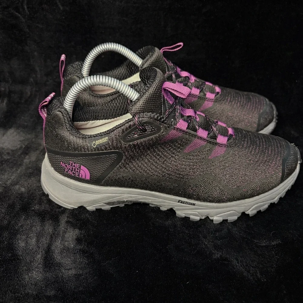 The North Face Ultra Fastpack III GTX Womens 8 Hiking Shoes Black Purple Sneaker